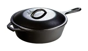 Lodge 3 quart pre-seasoned cast iron deep skillet with lid