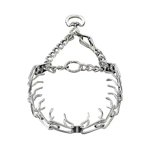 Herm Sprenger classic chrome prong collar with quick release on a medium dog