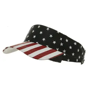 White visor with American flag embroidery on bill and crown