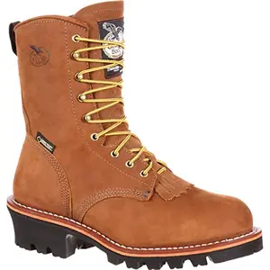 Georgia Boot insulated logger boot in worn saddle leather