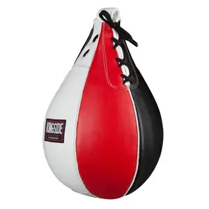 Black medium leather speed bag with reinforced loop