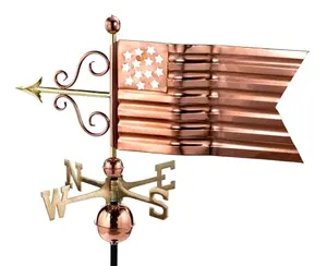 Good Directions American flag weathervane in polished copper