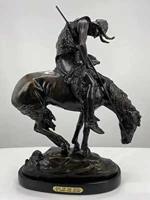 End of the Trail bronze sculpture of Native American on horseback, traditional lost wax casting