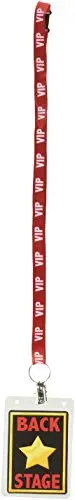 Single VIP party pass with fabric lanyard and plastic card holder
