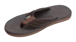Rainbow Sandals Men's East Cape Molded Rubber Sandal in dark brown with natural suede strap and rugged gum rubber sole