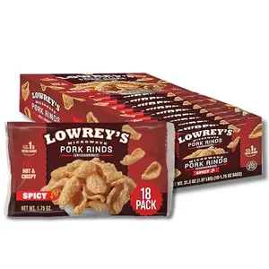 Lowrey's Bacon Curls Microwave Pork Rinds Hot & Spicy 18-pack