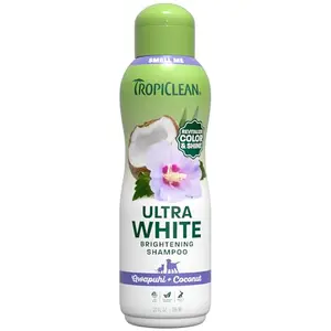 TropiClean Whitening Dog Shampoo bottle against a clean, bright background