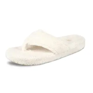 Acorn Women's Spa Thong Slippers in natural terry cloth