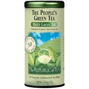The Republic of Tea People's Green Tea tin and tea bags