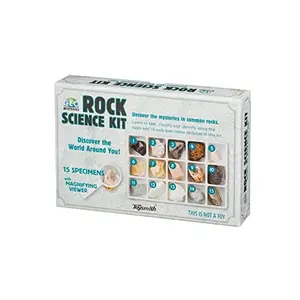 Toysmith rock science kit with 15 specimens, magnifier, and guide