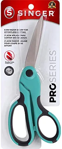 SINGER ProSeries heavy duty bent scissors with teal comfort grip