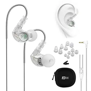 MEE audio M6 Sport Wired Earbuds in clear with memory wire earhooks