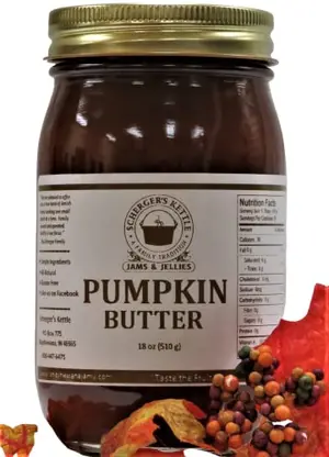 Scherger's Kettle Pumpkin Butter jar with biscuits