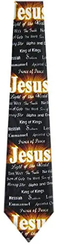 Black brown Christian novelty necktie with cross and scripture design