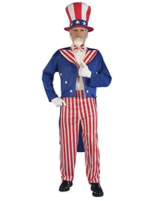 Classic Rubies Uncle Sam costume with flag-themed jacket and pants