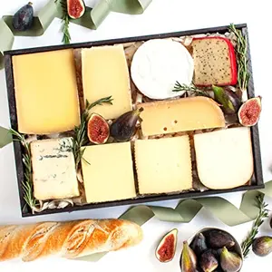igourmet Cheese Lover's Sampler wooden gift box with nine compartments of international cheeses