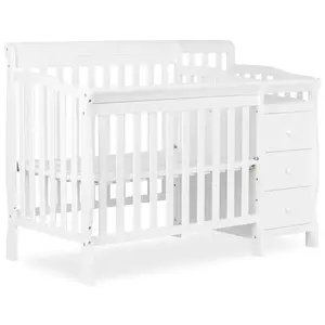 Dream On Me Jayden mini crib with changing table in white
