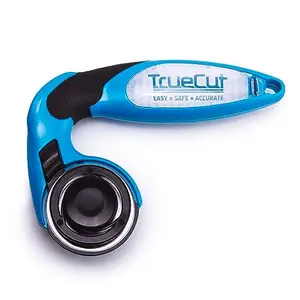 TrueCut My Comfort Rotary Cutter with ergonomic handle and track guide ruler