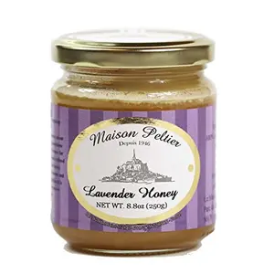 Manoir des Abeilles Lavender Honey glass jar with a honey dipper