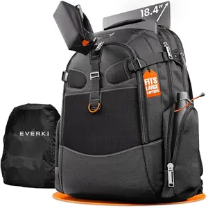 EVERKI Business 120 Laptop Backpack in black, spacious with rain cover, ideal for large laptops