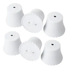Six white Flood Buzz small water alarms arranged in a grid on a white background