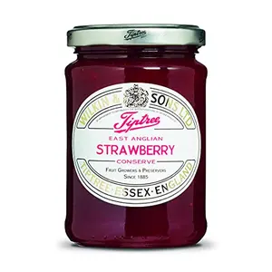 Tiptree Strawberry Conserve jar on a table