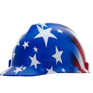 MSA American Stars and Stripes V-Gard hard hat in white with flag pattern