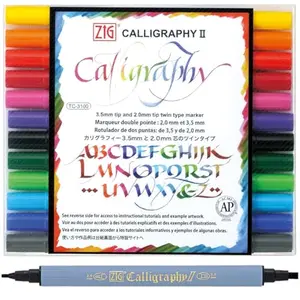 Kuretake ZIG Calligraphy Marker Pens 12 Colors set dual tip