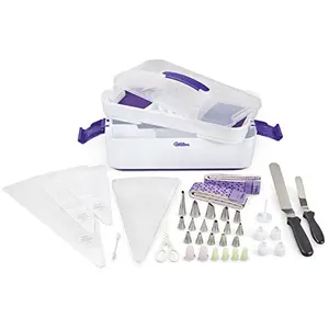 Wilton 48-piece cake decorating set with storage caddy