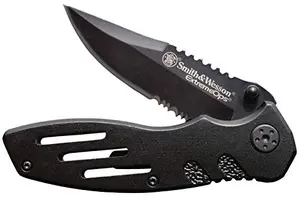 Smith & Wesson Extreme Ops folding knife with black aluminum handle