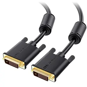 Cable Matters 10ft DVI Dual Link cable with ferrites coiled on a white surface