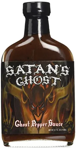 Satan's Ghost Pepper hot sauce flask bottle