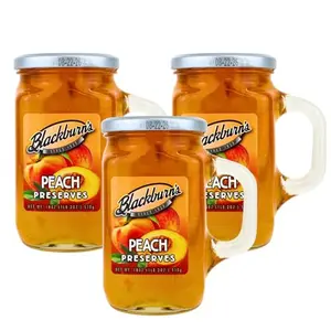 Blackburn's Peach Preserves in handled glass mug jar