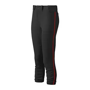 Mizuno adult women's belted piped fastpitch softball pant in black-red
