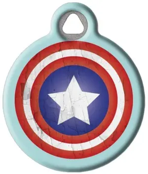 America Shield pet ID tag with polymer coating for dogs and cats