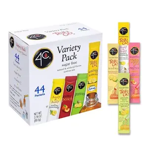 4C iced tea variety packet box with green tea, lemon, peach, and half & half flavors