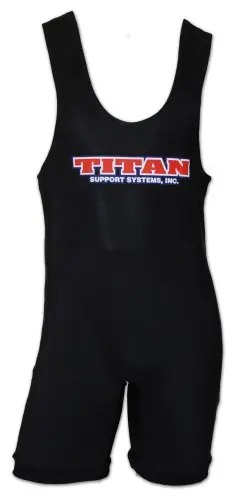 Titan Classic Powerlifting Singlet in black with full-length legs and IPF legal design