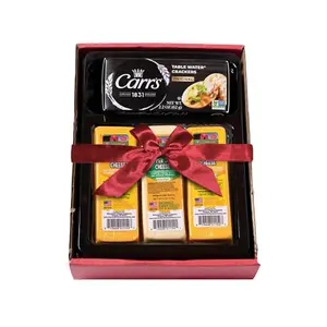 Wisconsin Cheddar & Pepper Jack Cheese and Cracker Gift Box with two cheese blocks and Carr's crackers