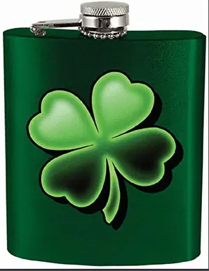 Spoontiques Irish stainless steel hip flask with St. Patrick's Day design