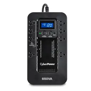 CyberPower EC650LCD UPS with LCD panel and eco mode buttons