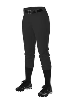 Alleson athletic women's low rise double knit black softball pant