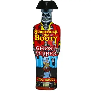 Surrender the Booty ghost pepper hot sauce in pirate-head bottle