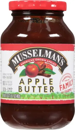 Two 17-ounce jars of Musselman's Apple Butter in a value twin pack.