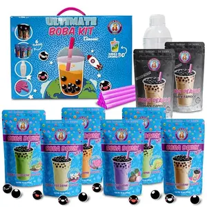 Buddha Bubbles Boba Classic Flavors Bubble Tea Kit box with colorful packets