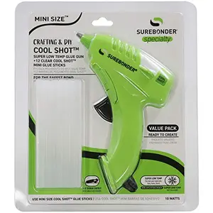 Surebonder Cool Shot Mini Glue Gun Kit with 12 glue sticks, bonds delicate materials