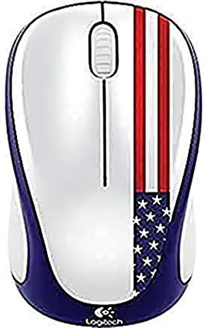 Logitech M317 wireless mouse with USA flag design