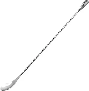 Hiware 12-inch stainless steel bar spoon with spiral pattern on marble background