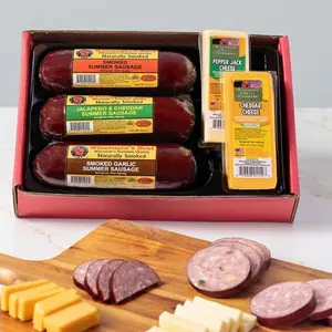 Wisconsin Cheese Company Gourmet Cheese & Sausage Gift Box with cheddar, pepper jack, and summer sausages