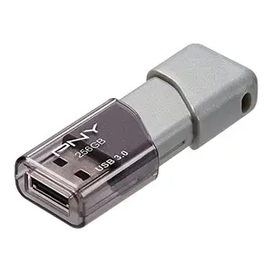 Grey PNY Turbo Attache 3 USB 3.0 flash drive with sliding collar design