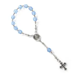 Precious Pieces Sterling Silver Blue Baby Rosary for Baptism Gift